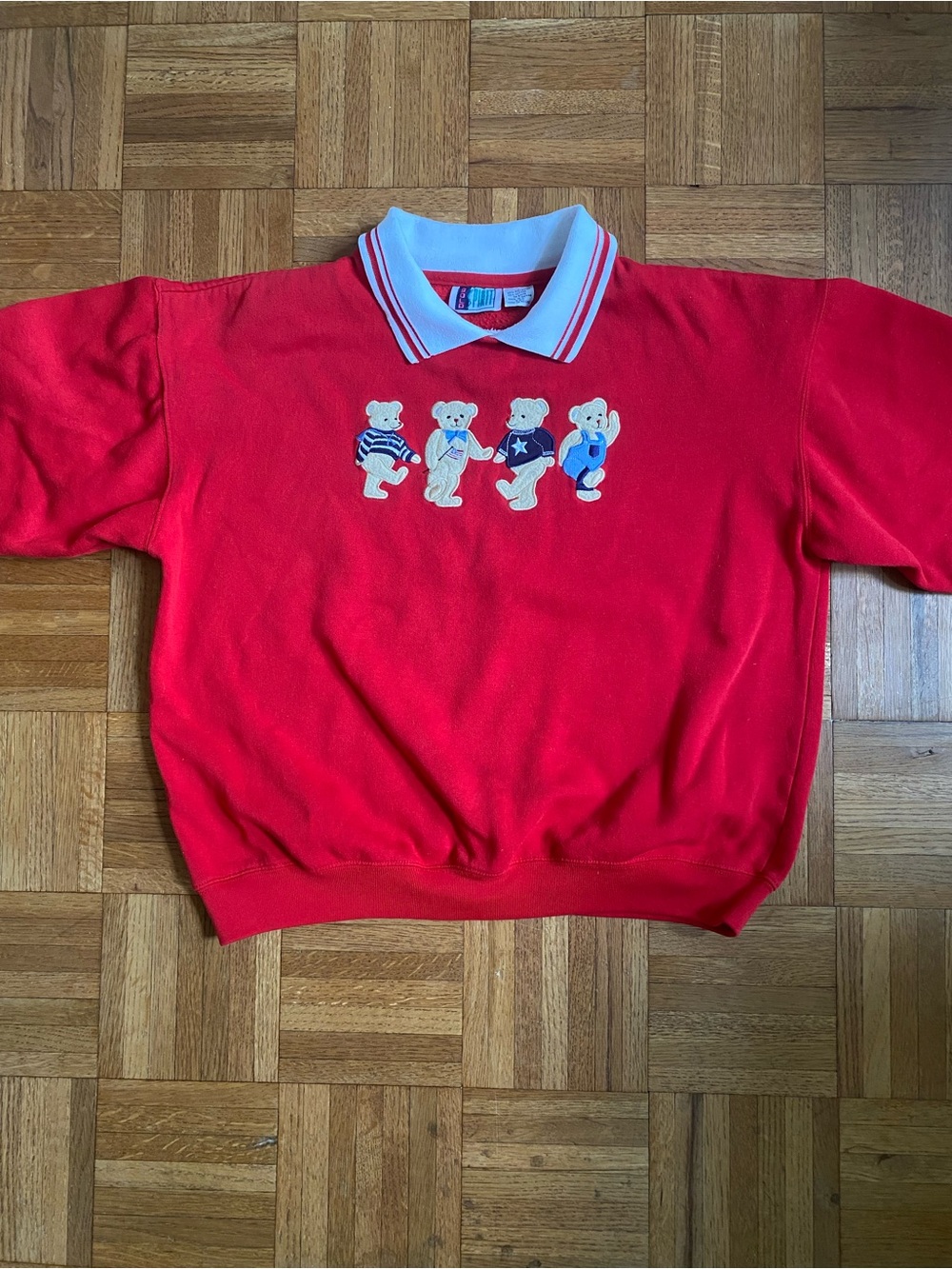 Vintage Americana Bears Collared Sweatshirt Preppy Womens Large - Picture 4 of 6